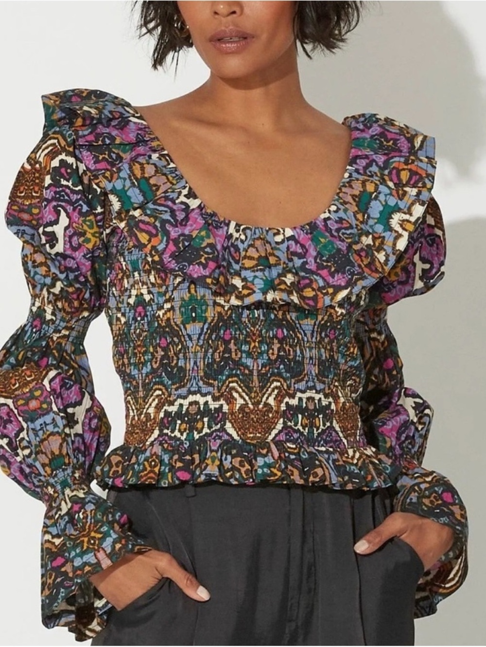 Cleobella Carmilla Mosaic Ikat Print Blouse